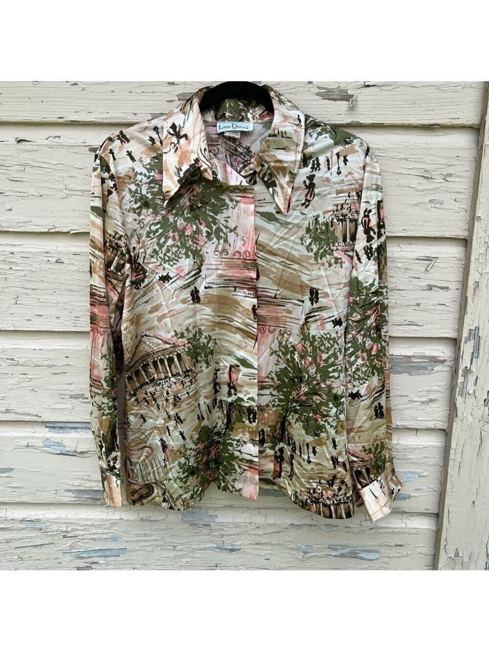 Vintage BoHo Retro Disco 70s 1970s Women’s Novelty Button Down Shirt Groovy 40